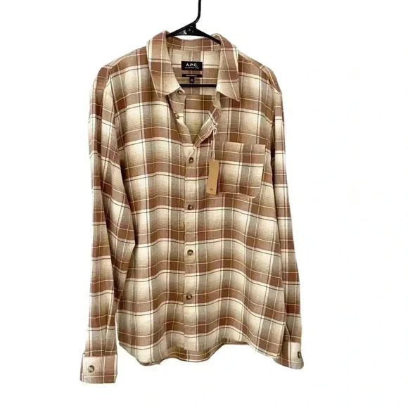 NWT A.P.C. Trek Cotton-Blend Flannel Overshirt size XXL - Picture 3 of 12